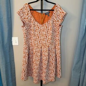 ModCloth Eyes From Across the Room Fit and Flare Dress Orange White Plus Size 2X